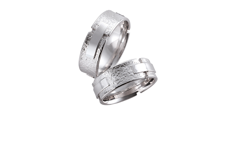 45076+45075-wedding rings, white gold 750
